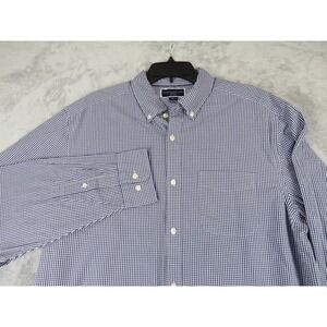 Charles Tyrwhitt Non-Iron Classic Fit Shirt Mens L Blue Gingham Check Cotton